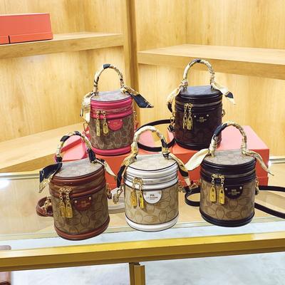 Hedvábná šátková taška kbelík nová retro potisk přenosná starý květinový fortune bucket módní ramenní crossbody taška