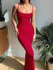 2026 solid color going out casual sleeveless high waist slim fit suspender sexy dress women's long skirt
