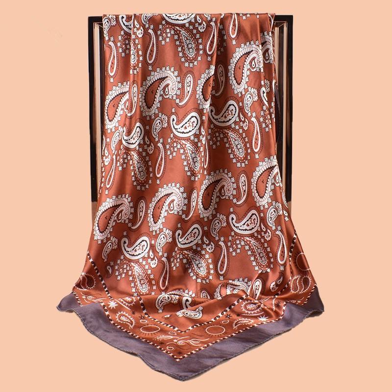 90*90cm Floral Print Square Scarf For Women Soft Shawl Neckerchief Head Hijab Paisley Headband Foulard Bag Ribbon Bandana Ladies