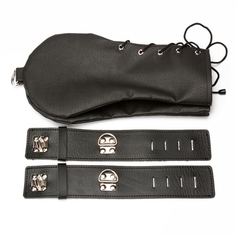 Slave Dog Hand Gloves Bondage Restraints Leather Lockable Mittens