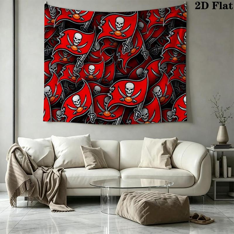 Tampa Bay Buccaneers Logo Wall Tapestry Aesthetic Wall Hanging Printed Fabric Blanket Decorative Tapestries for Bedroom Living Room Home Decor