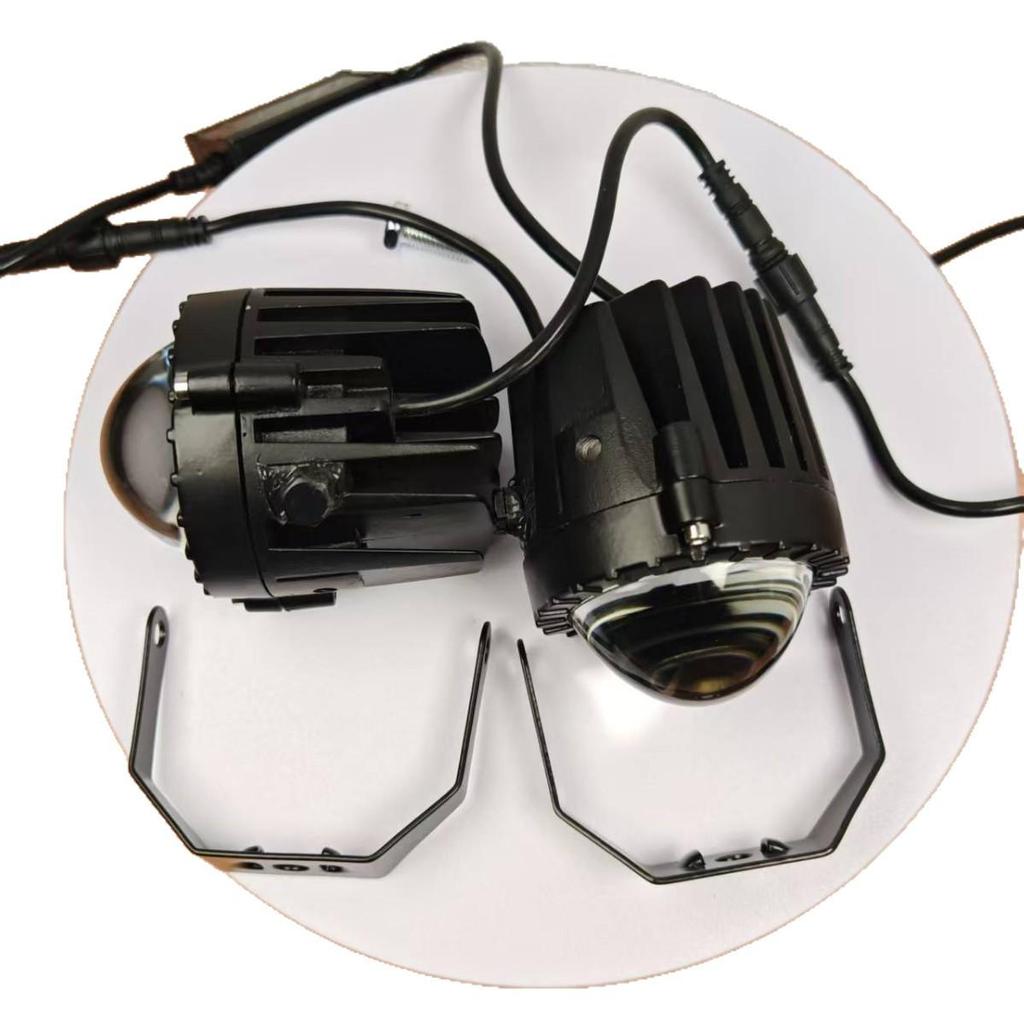 Car Truck Headlight: Yellow & White LED Spotlight, Long-Range Cannon 12-80V, Fits All Models, Lens Headlight.