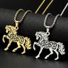 Aesthetic Hollow Horse Animal Pendant Necklace for Women Men Stainless Steel Gold Silver Color Lucky Collar Party Gift Jewelry