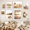 Autumn Bridge Lake Forest Wheat Grass Fall Posters Prints Canvas Painting Nordic Wall Art Pictures For Living Room Home Decor