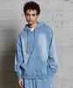Hoodhood Clover Logo Applique Washed Denim Zip-Up Hoodie Light Blue
