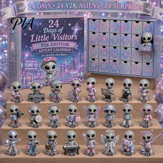 Collectible Alien Elf Figures 2026 Spirit Advent Calendar, 24-Day Countdown Mini Figure Set, Festive Home Decor Ornaments Fairy Christmas Ornament