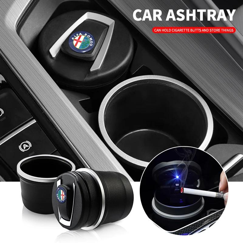 Car Ashtray Cigar Ash Tray Coin Storage Cup Led Light For Alfa Romeo Giulia Stelvio Giulietta 156 159 147 Mito Tonale Brera Dis