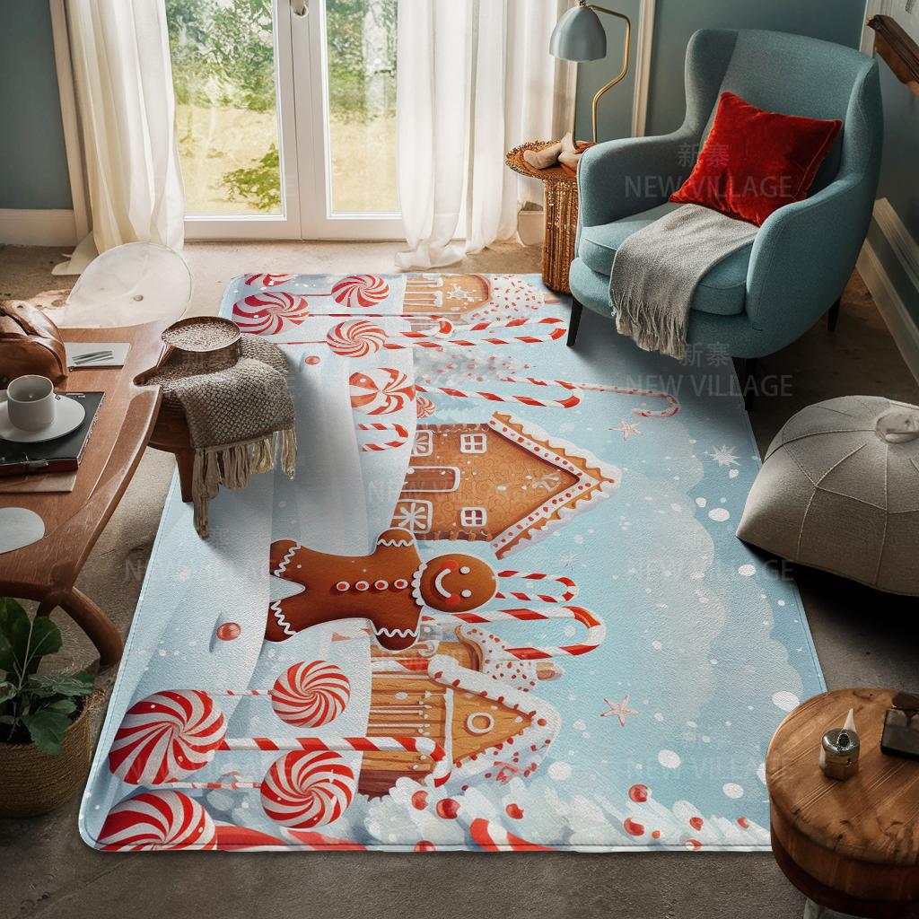 House Entrance Carpet Home Door Mat Living Room Bath Foot Bathroom Non-slip Water Absorption Rugs Bath Merry Christmas Winter