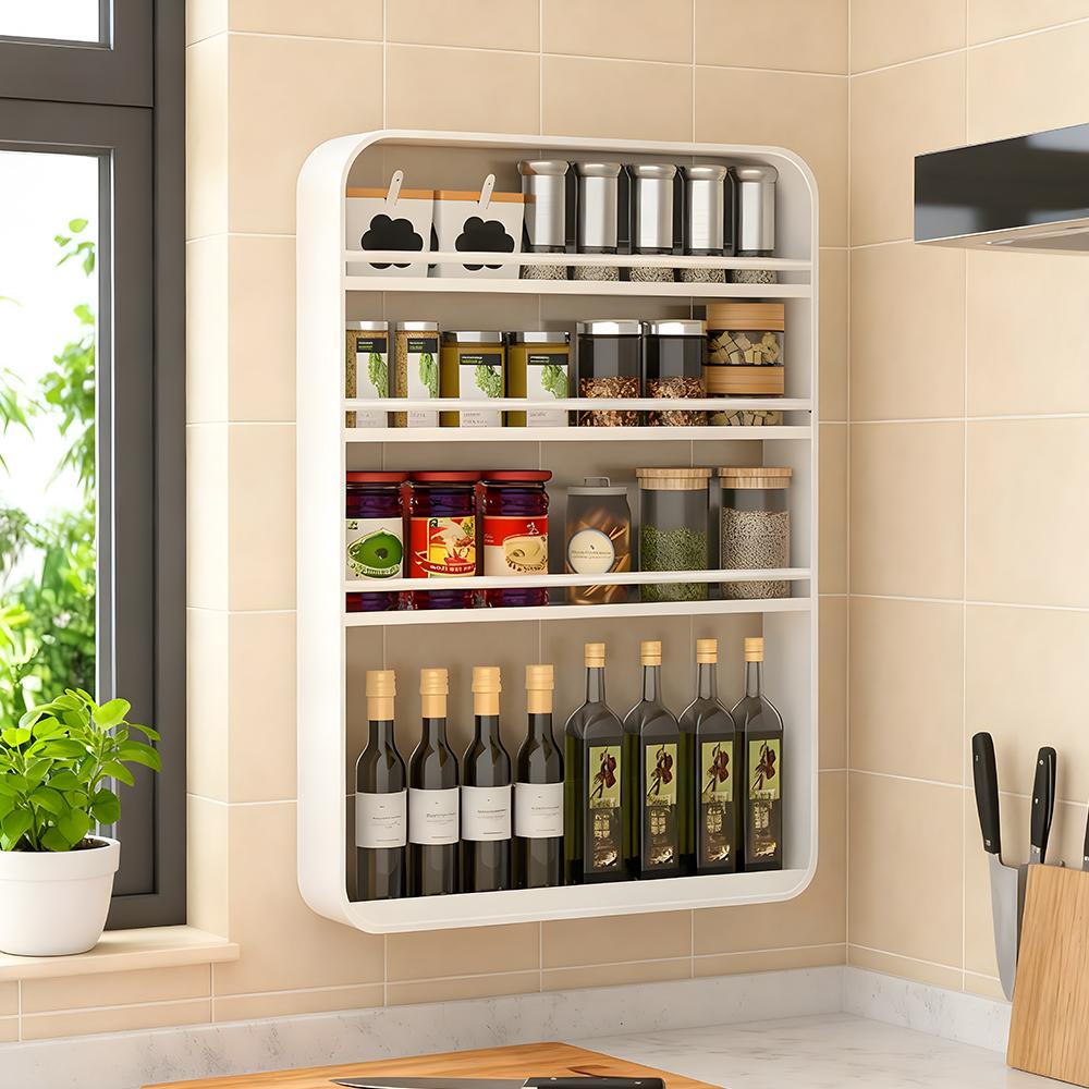 No-Drilling Wall-Mounted Kitchen Storage Shelf Multi-Purpose Storage Rack for Bathroom, Space-Saving Storage Organizer for Toiletries, Spices, Books