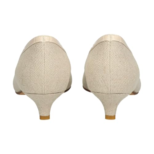 Bridget Birkin Women's Pointed Toe Pumps with Accented Instep, Beige, Size 23.5cm, 551031