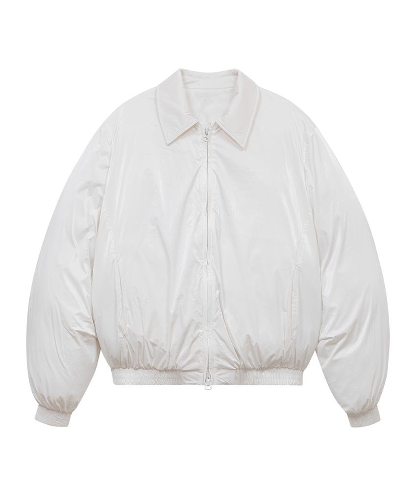 Ironyporno Whiteline 86-Iro340 Essential Balloon Glossy Collar Short Padded Jacket White