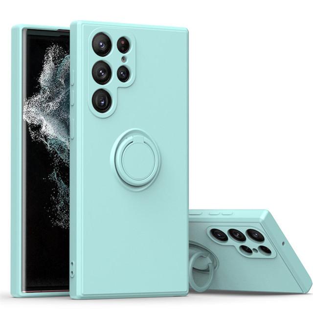 Ringhalter Magnetische Telefonhülle für Samsung Galaxy S23 Ultra S22 S21 Fe S20 S9 S10 Plus Note 20 10 Plus Flüssigsilikonhülle