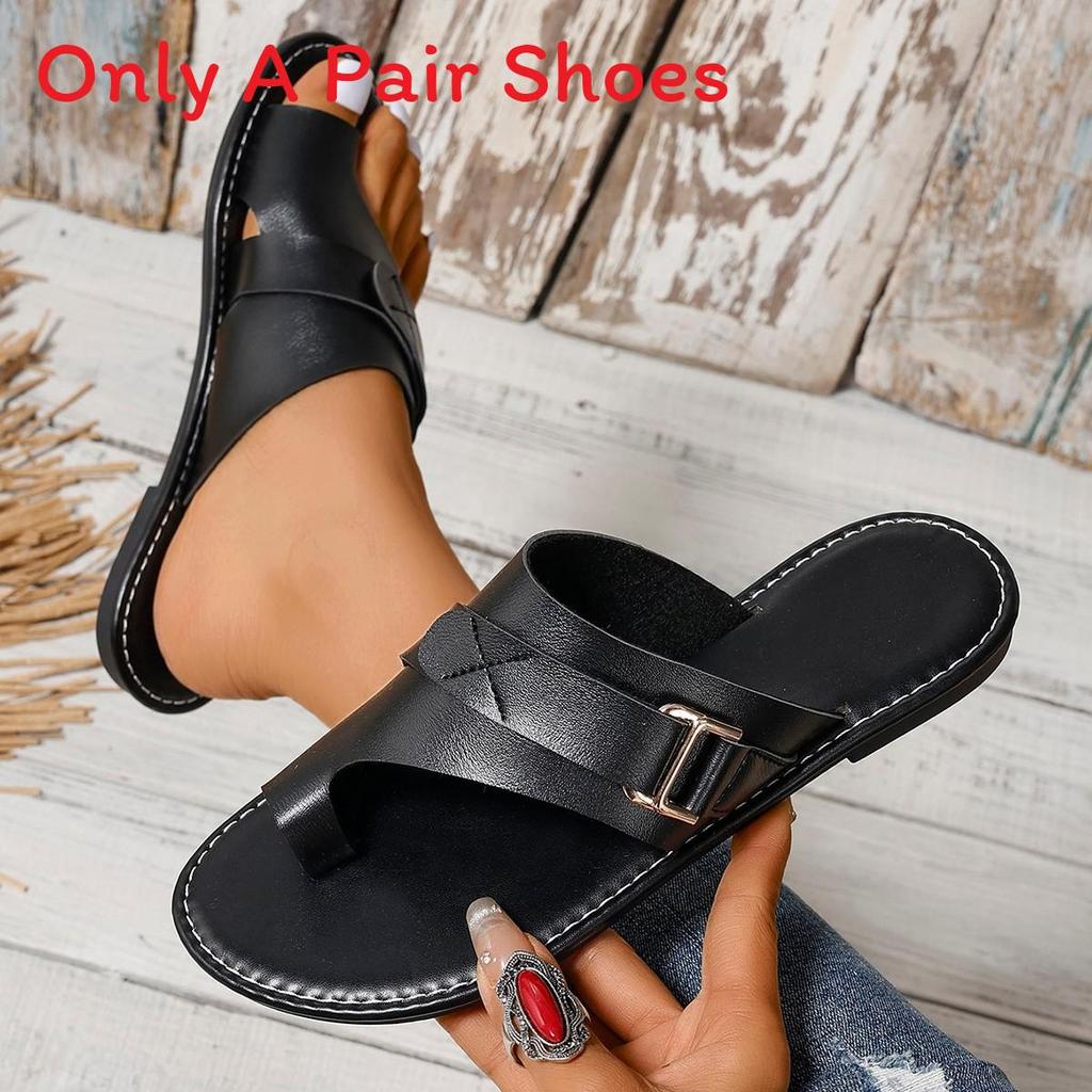 Summer Flat Toe Sandals For Women With Breathable Pu Leather And Rubber Sole For Casual Daily Wear