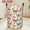 1 Colorful Butterfly Print Laundry Basket | Polyester, Round, Contemporary Style, Includes Handle, Easy To Clean and Foldable, Suitable for Various Ro