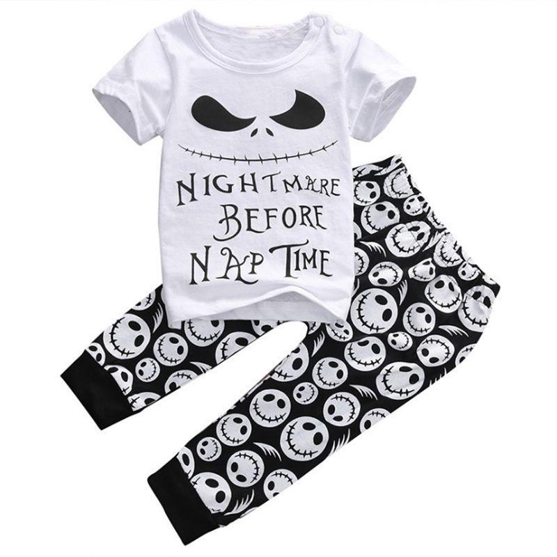 Adorable Halloween Baby Boy Girl Cotton Top T-shirt With Stripe Long Pants Set