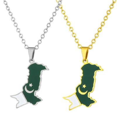 Ethnischer Stil Halskette Pakistan Karte Anhänger Halskette Edelstahl Schmuckstück