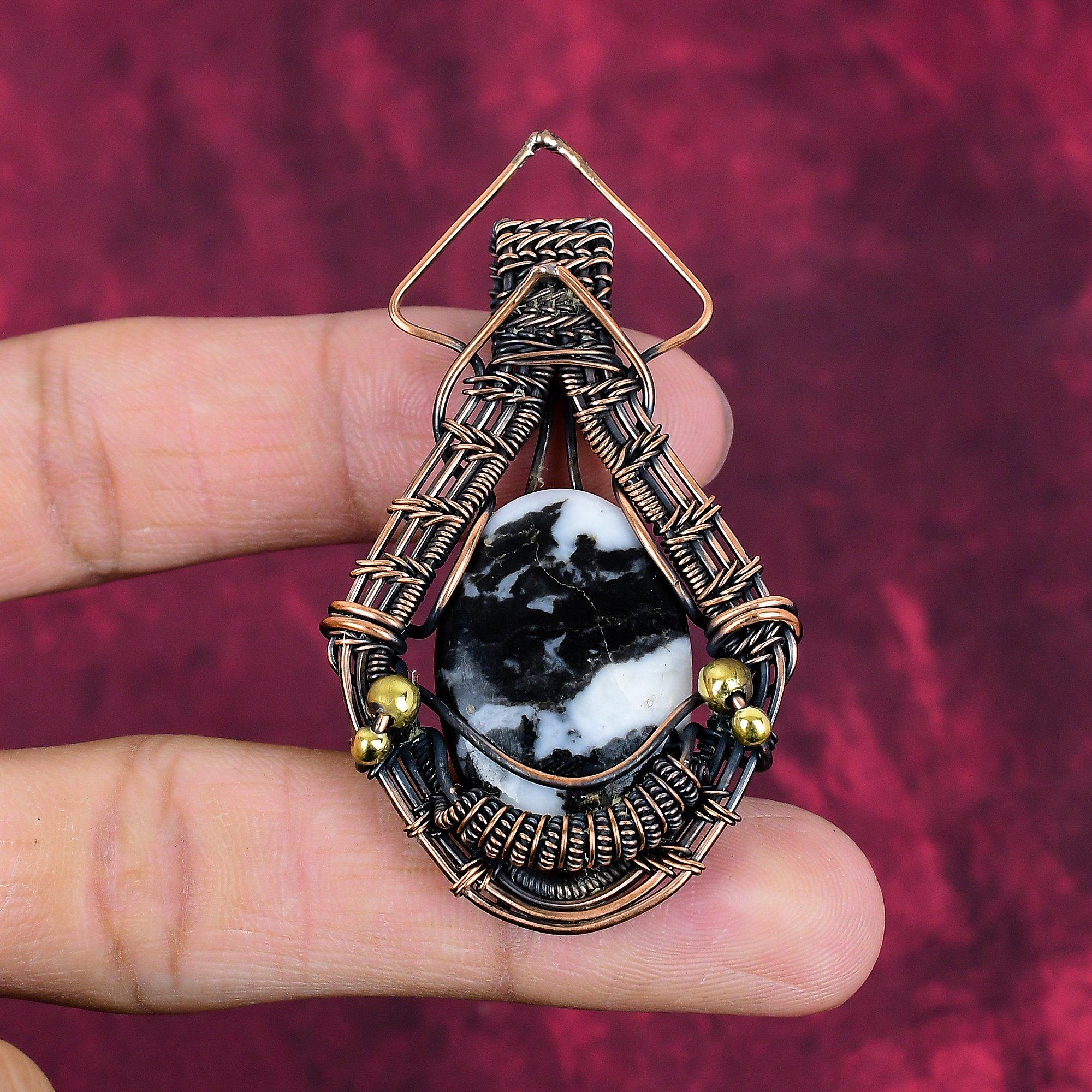 White Buffalo Turquoise Pendant Real Gemstone Pendant Copper Wire Wrapped Jewelry