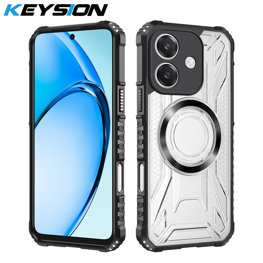

KEYSION Transparent Magnetic Case for OPPO A3X 5G A3 Soft Silicone+PC Heavy Duty Shockproof Phone Cover for OPPO A40 A40m for OPPO A3X чорний