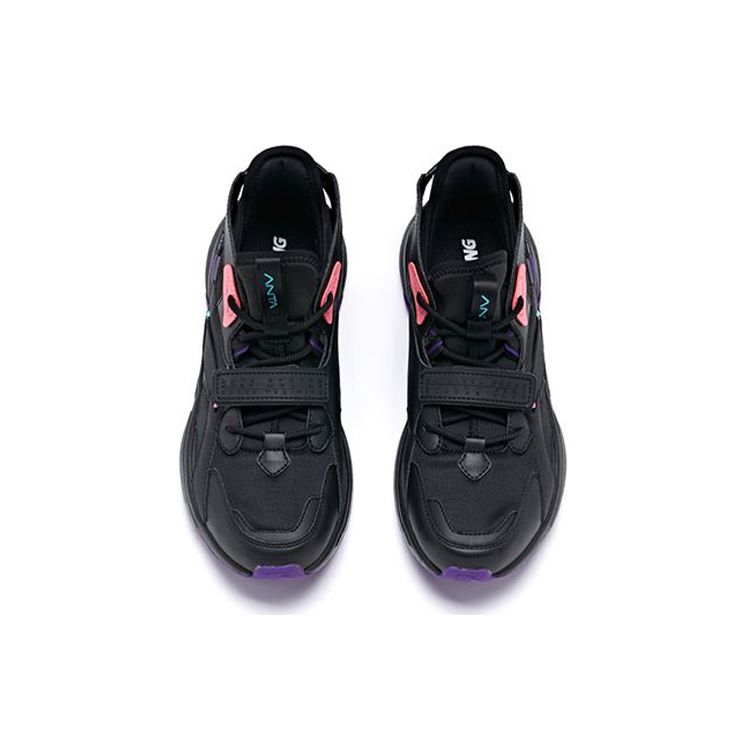 Anta Men Chaobai Hollow Breathable Casual Sandals Black Pink Purple 912017012-2