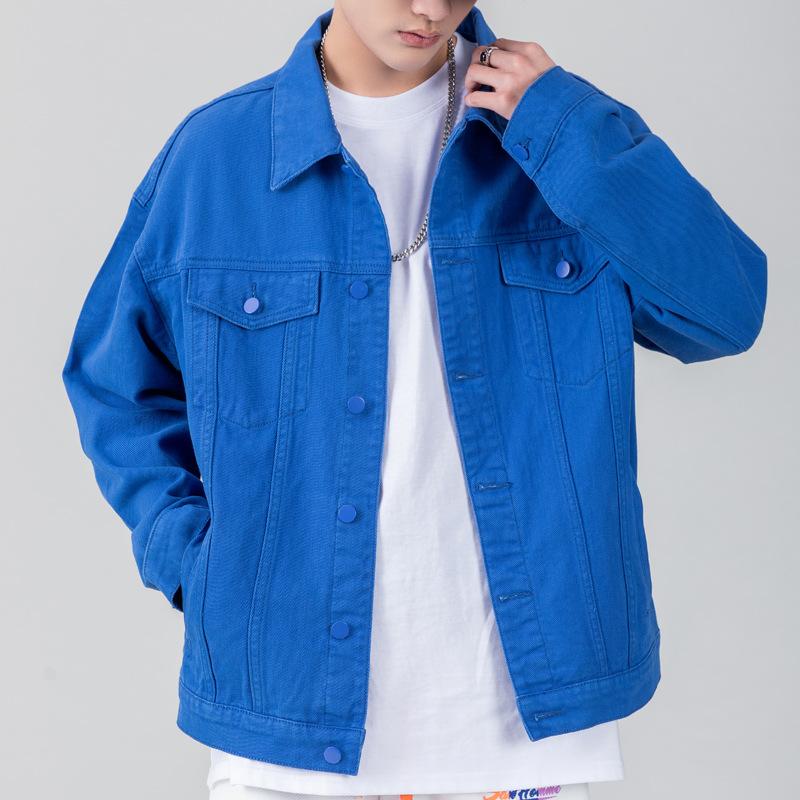 Black Denim Jacket Men'S Loose Casual Large Size Fat Man Thin Versatile Ruffian Handsome Tooling Jacket Top