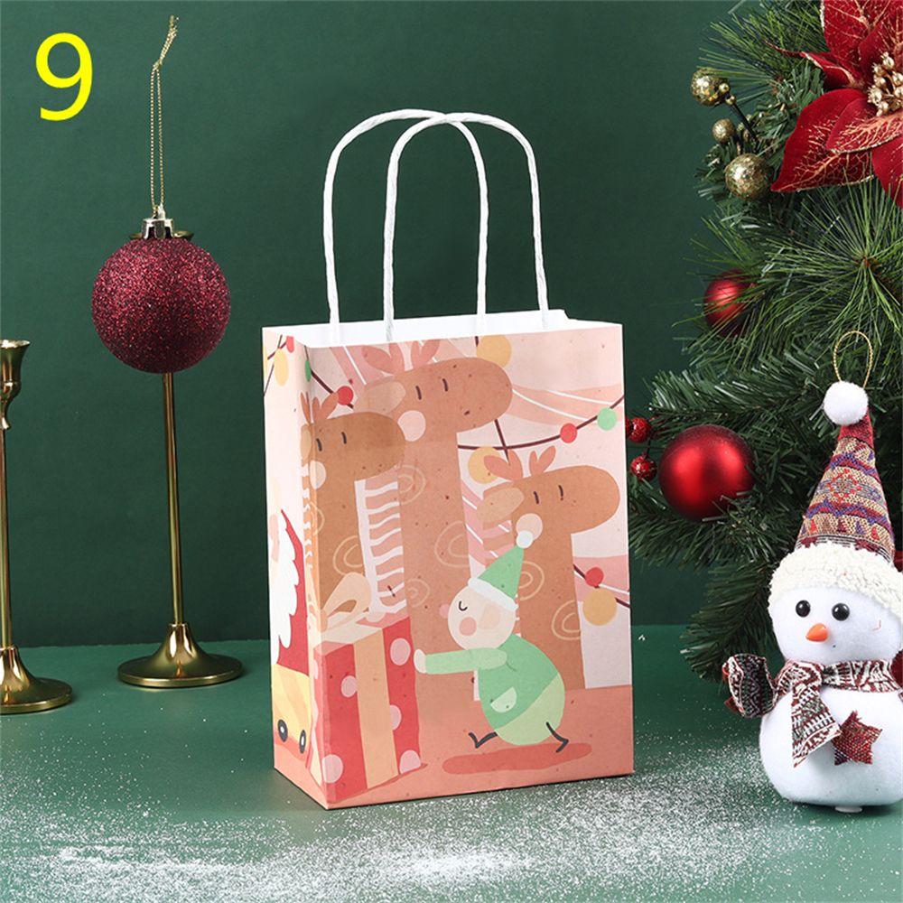 

Decor Cake Package Candy Wrapping Bag Kraft Paper Gift Box Santa Claus Elk Christmas Gift Bags 1pcs-9