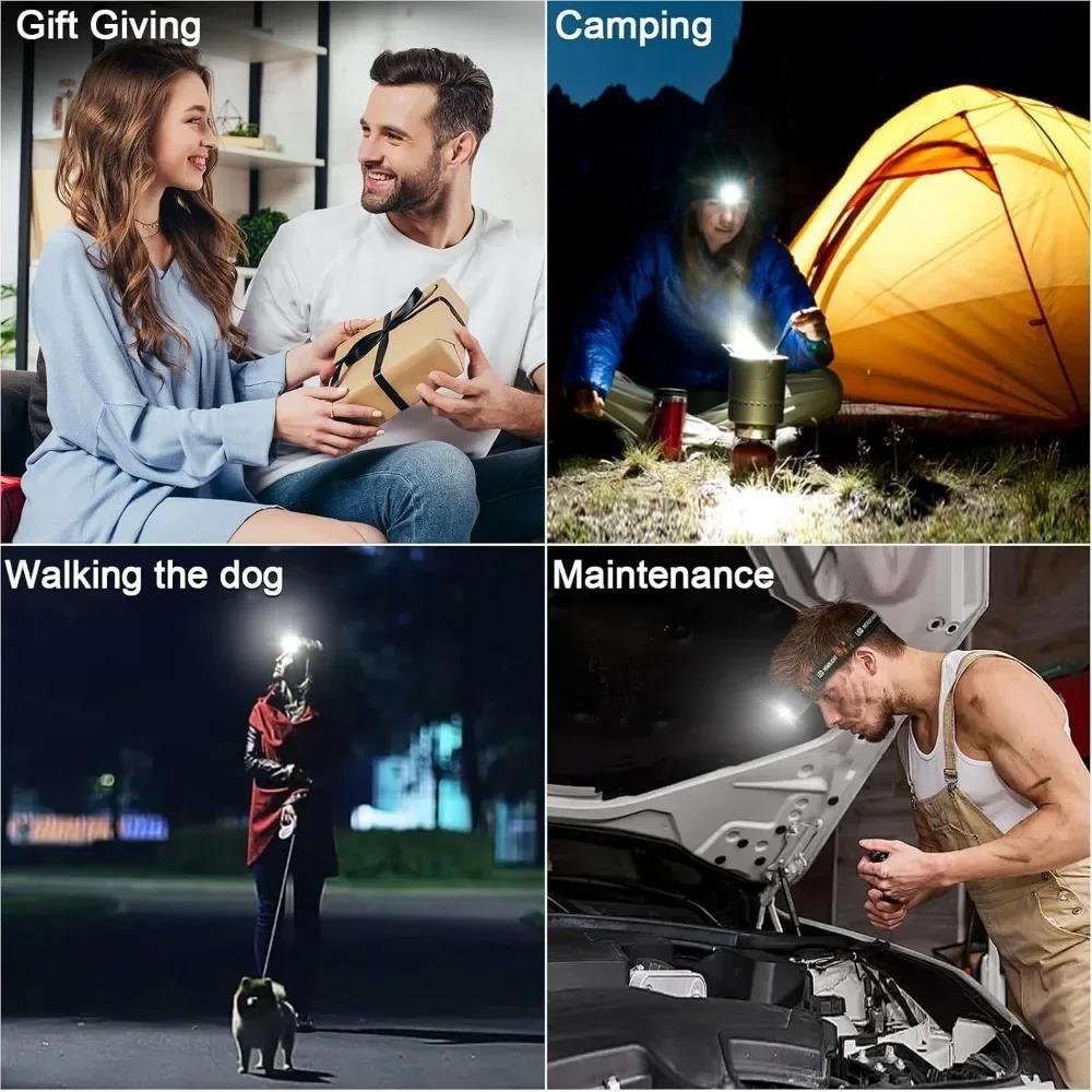 Rechargeable Headlamp 1000 Lumen Motion Sensor Waterproof Bright COB Headlight Work Light for Running Hiking Walking Camping