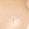 SHIXIN Aesthetic Multilayer Imitation Pearl Chest Chain Belly Waist Chain For Women Boho Summer Beach Sexy Bikini Body Jewelry