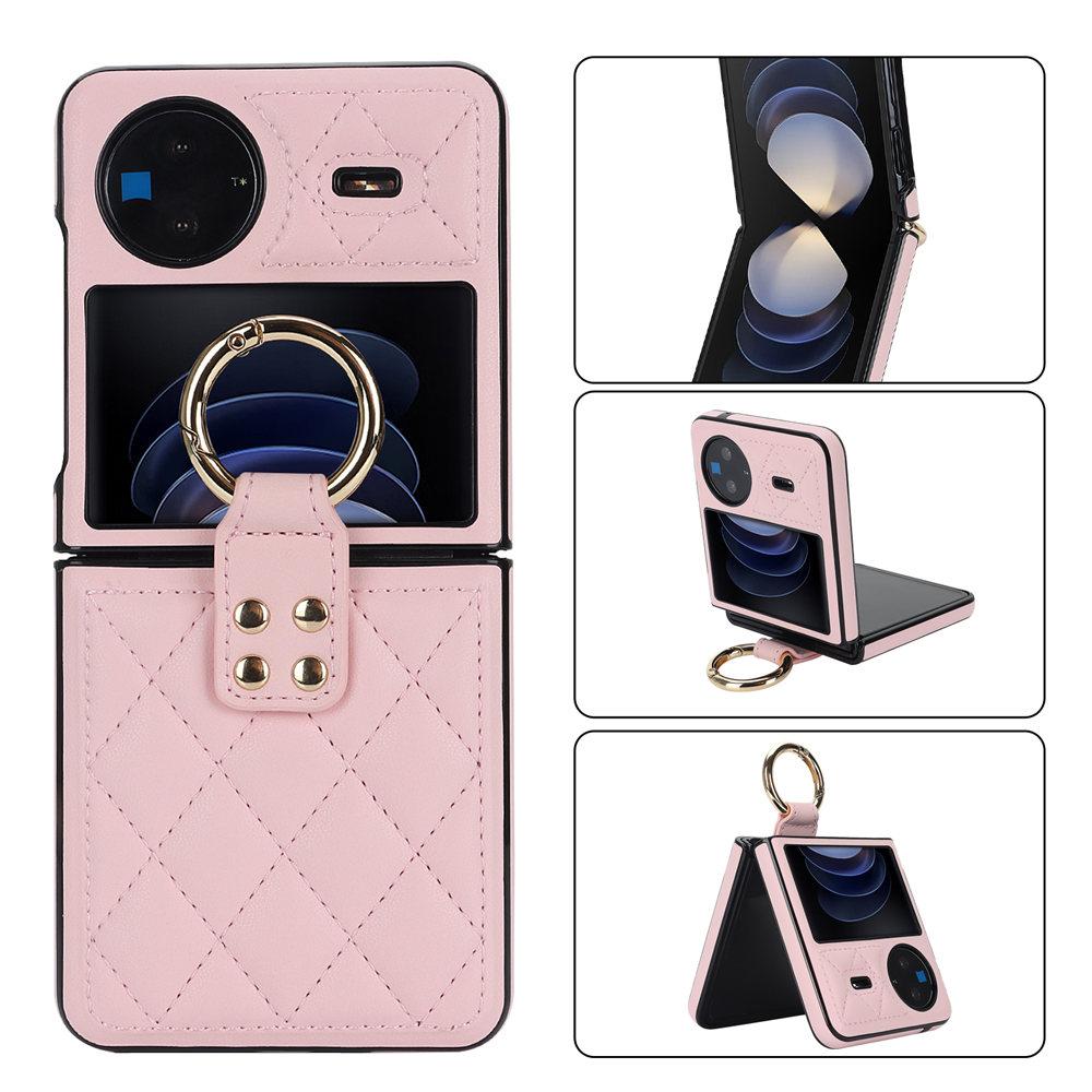 For Vivo X Flip Fashion Ultra-Thin Cover Leopard Print Leather Case For VIVO X Flip Ring Holder Rhombic Back Coque