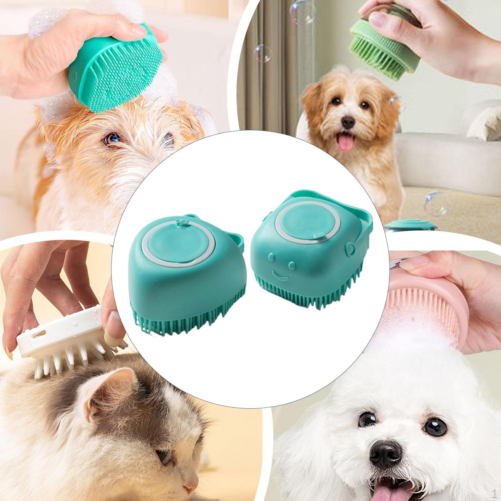 

2 Pack Dog Bath Scrubber for Grooming with Soap Dispenser Showering