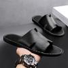 Men's summer outer wear leather slippers casual soft bottom non-slip breathable high-end slippers outdoor cool slippers