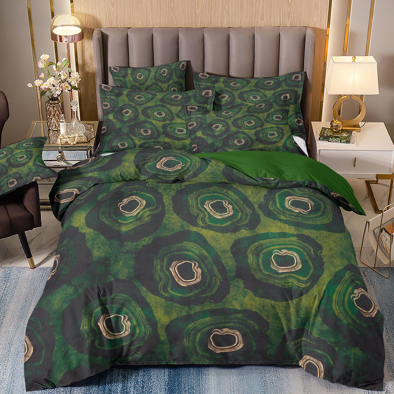 

Three-Piece Light Luxury Bronzing Leaf Texture Duvet Cover Tropical Plant Digital Printing cover 70 * 133 and 50 * 75 * 1