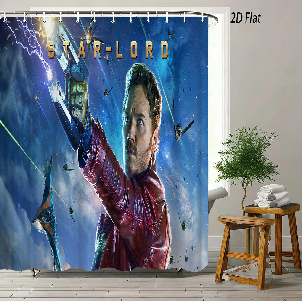 Rocket Raccoon & Groot Guardians Of The Galaxy Space Battle Waterproof Shower Curtain For Cosmic Bathroom Decor