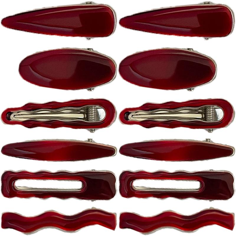 Alloy Encore Red Hair Clip Women's New Irregular Forehead Broken Hair Duckbill Clip Hair Accessories