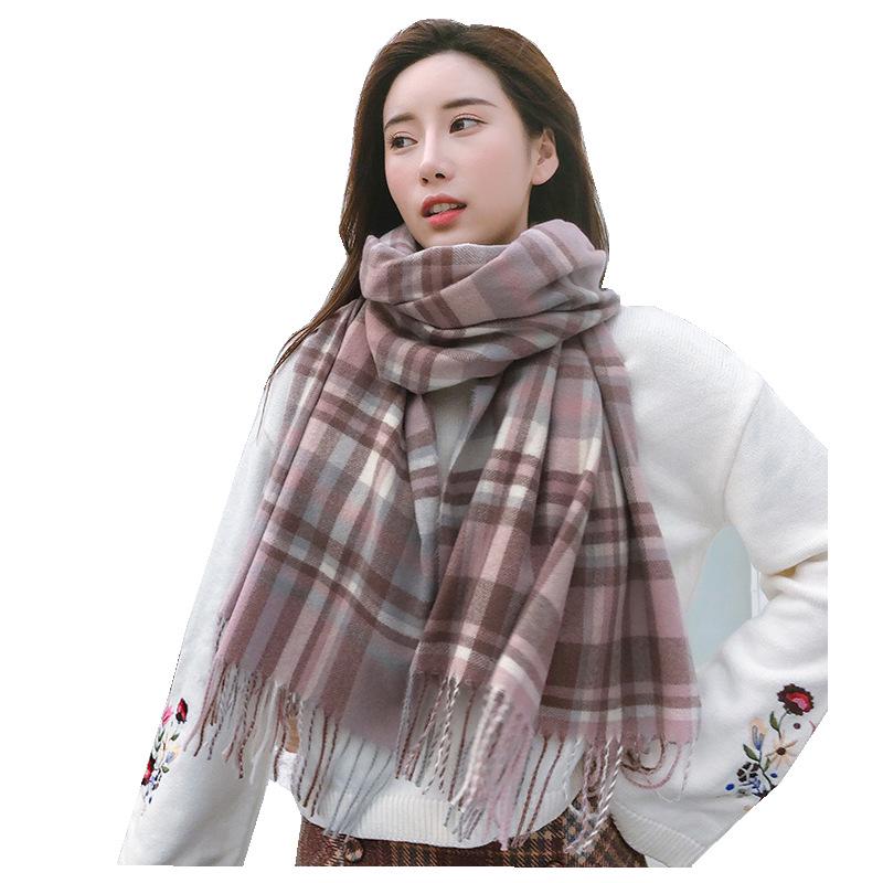 New imitation cashmere color plaid scarf women, European, American and Japanese fashion autumn and winter new warm shawl scarf