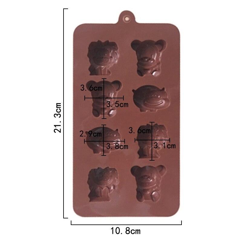 Forma 8 Animal Silicone Premium Non-Stick Mold for Homemade Chocolate, Candies, Jellies or Ice Cubes – Bear, Lion, Hippopotamus