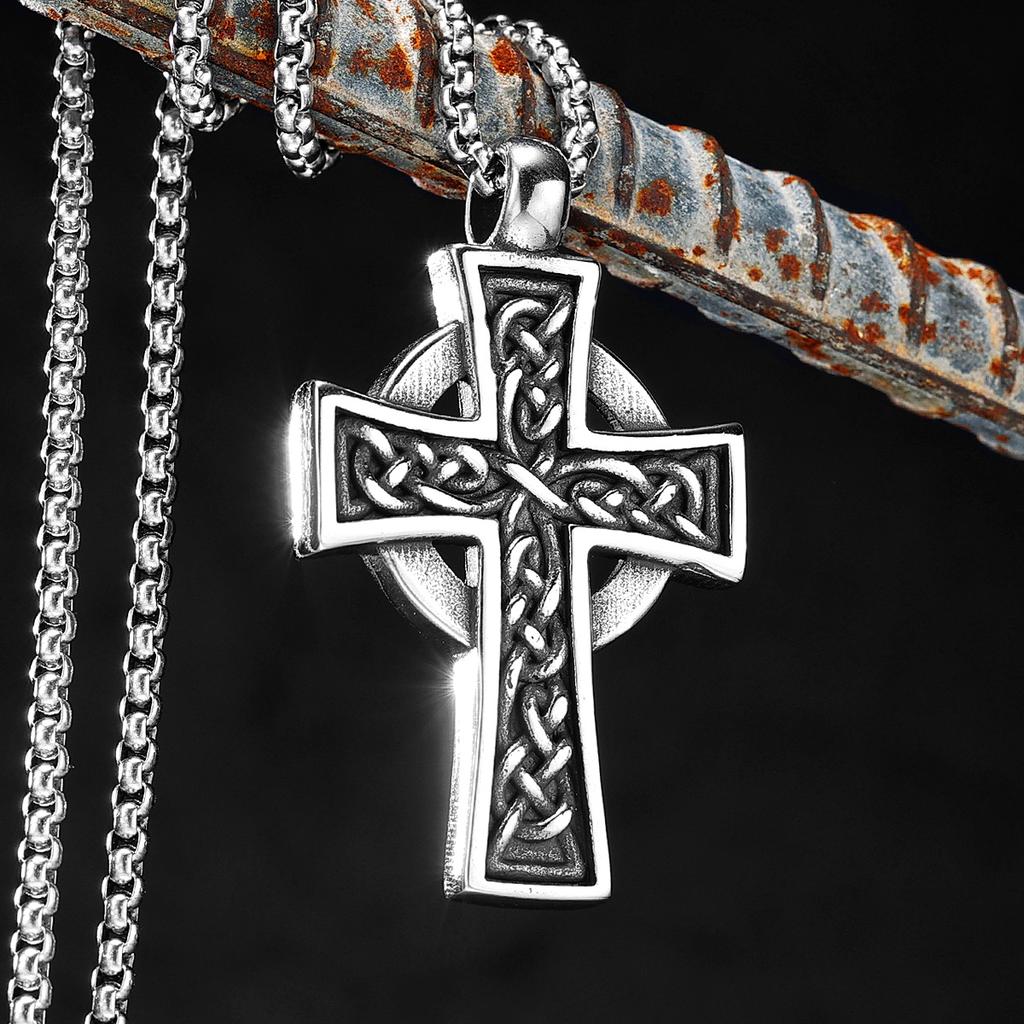 Celtic Knot Cross Stainless Steel Men Women Necklaces Pendants Chain Gothic Punk Trendy Amulet Jewelry Creativity Gift Wholesale