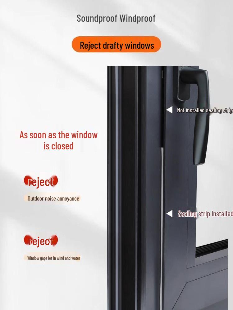 Těsnící lišta okna typu O z voděodolného a zvukotěsného UPVC pro dovnitř otevíraná okna