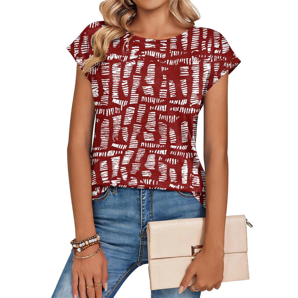 Women's Loose-Fit Fashionable Casual Retro Print T-Shirt