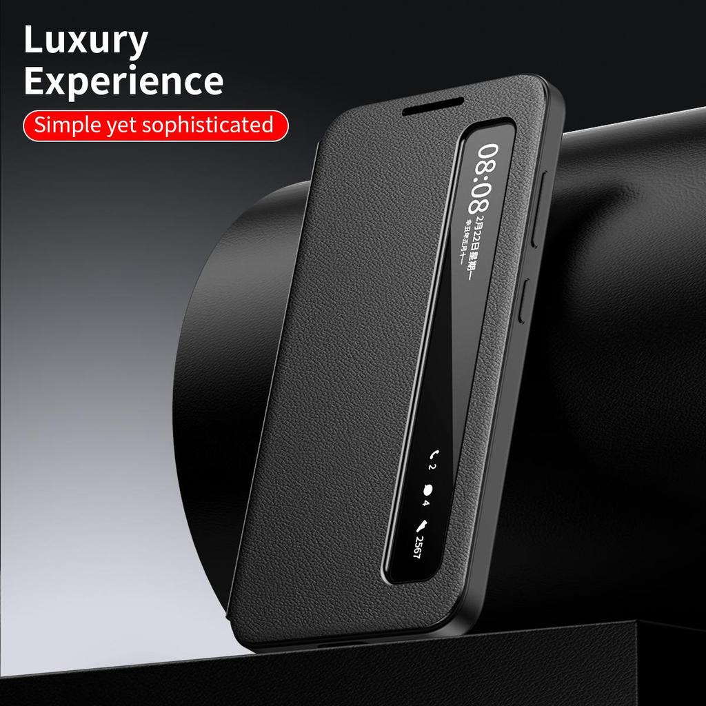 Custodia a libro Smart View con finestra per Samsung – Funzioni Sonno e Risposta Chiamate tramite APP