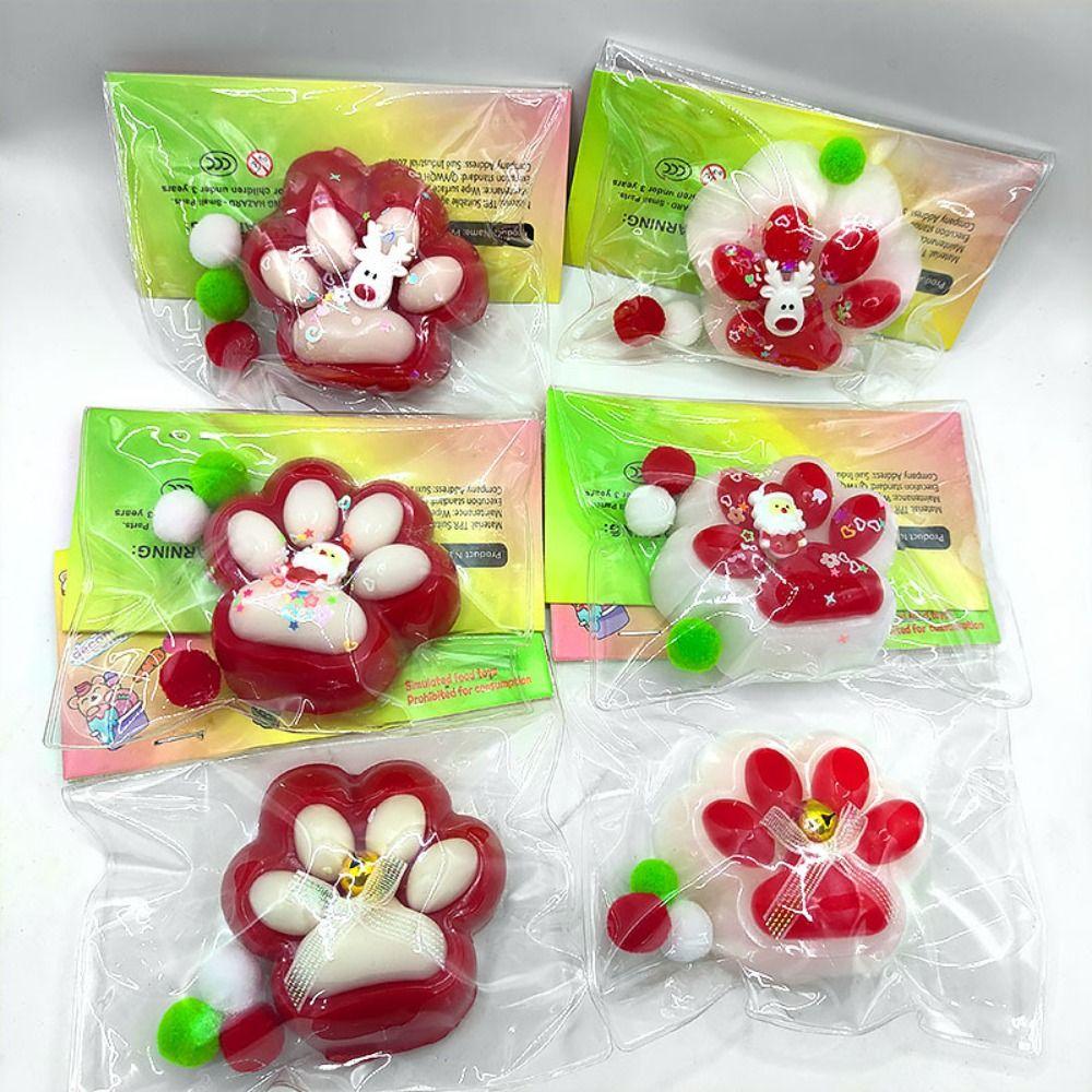 Kneading Cartoon Fidget Toy Slow Rebound Cat Paw Pinch Toy Christmas Cat Paw Squeeze Toys  Children