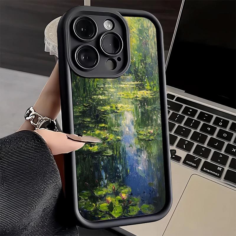 Phone Case for iPhone 17 Air 16E 15 16 Pro Max Claude Monet Oil Painting Cover 14 Plus 13 12 Mini Soft Shell Silicone Fundas