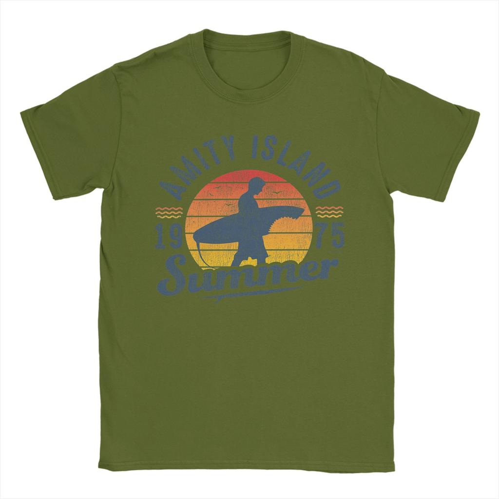 Unisex Amity Island Summer 0f 75 Jaws T Shirts 100 Cotton Clothes Casual Short Sleeve Round Neck Tee Shirt Classic TShirt