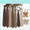 Retro Brown Checkered Striped Tie And Bow For Casual School Outfits And Gifts