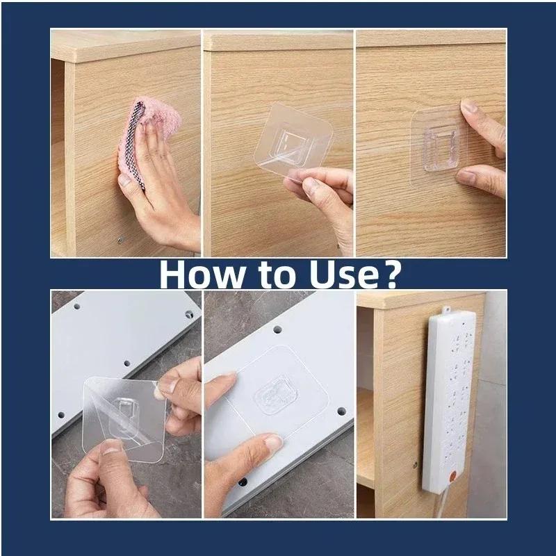 2-40PCS Self Adhesive Double-sided Hook Snap Button Multi-Purpose Hooks Strong Transparent Suction Cup Wall Holder Wall Hooks