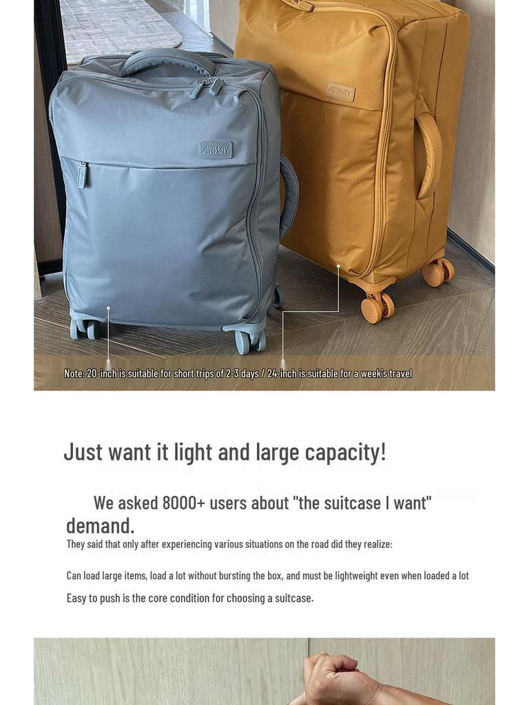 AIRWAY Ultralight Waterproof 20" Oxford Cloth Carry-on Suitcase with Front Opening