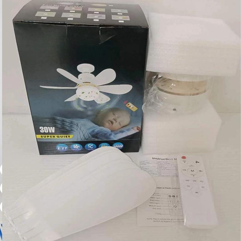 30W/40W Household Intelligent Flower Shaped Fan Light E27 Children's Bedroom Small Silent Fan Lamp With Remote Control