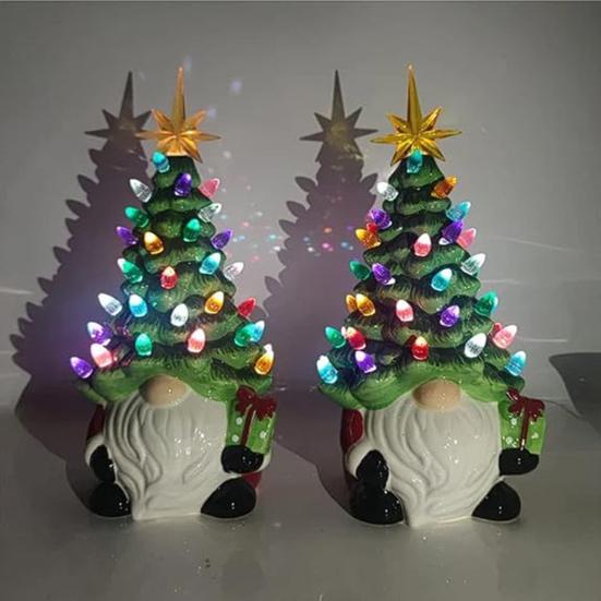 Gnome Christmas Tree Light Resin Lighted Faceless Old Man Figurines Portable