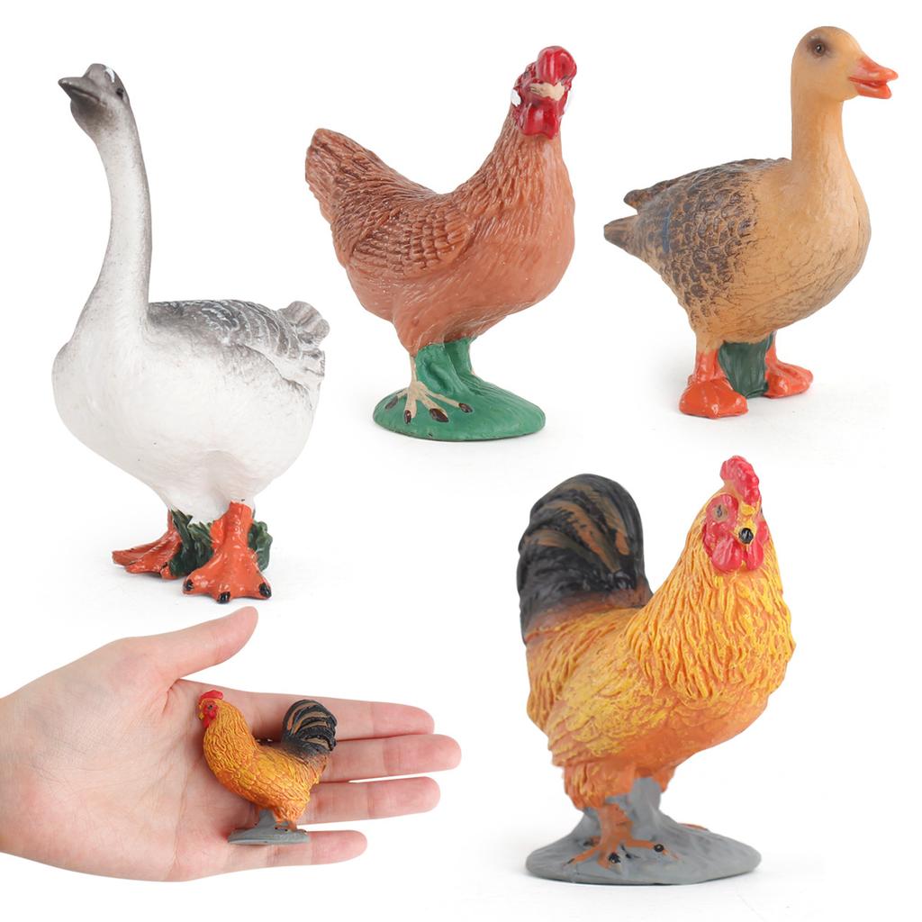 Mini Simulation Solide Bauernhof Geflügel Tier Modell Hahn Henne Ente Gans Statisches Ornament Spielzeug