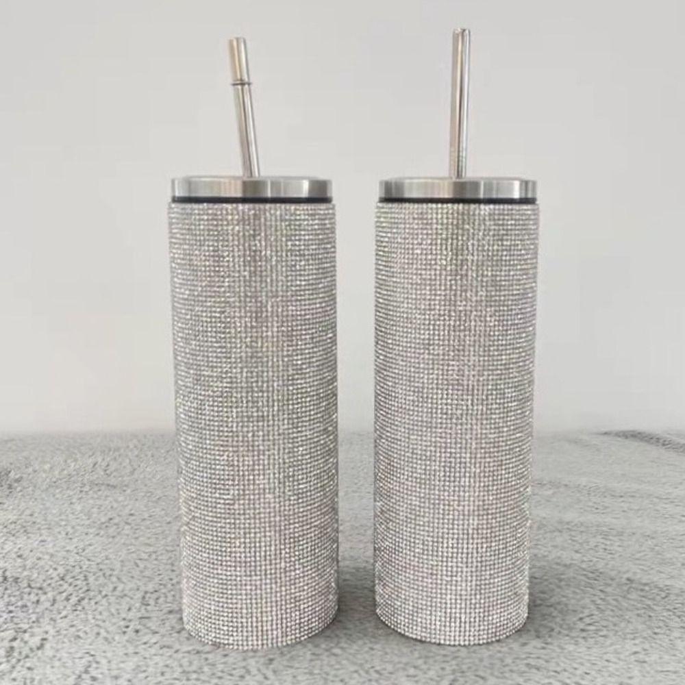 600ml Strass Thermosflaschen Bling Vakuumflaschen Trinkgeschirr Gerader Becher Outdoor-Aktivitäten
