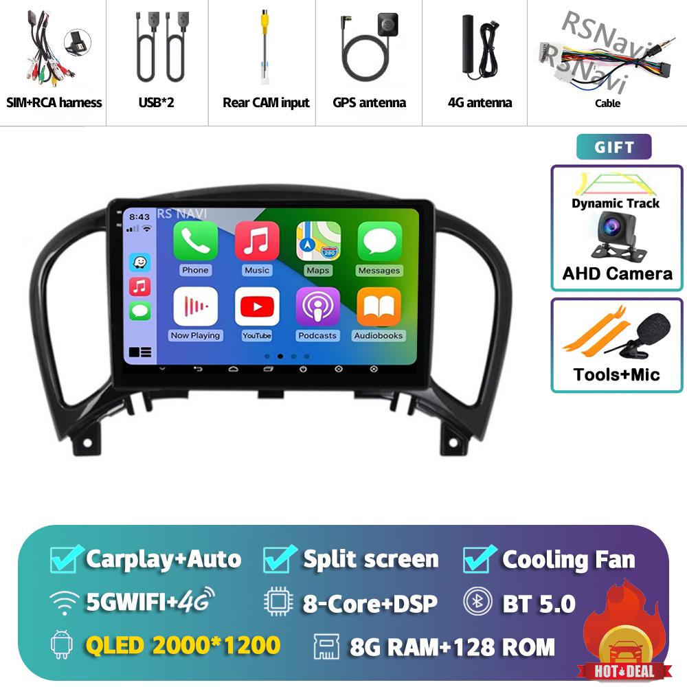 Android 14 Carplay Auto For Nissan Juke 2010 - 2014 Car Radio Player Multimedia Stereo Navigation Head Unit DSP 360 Camera GPS